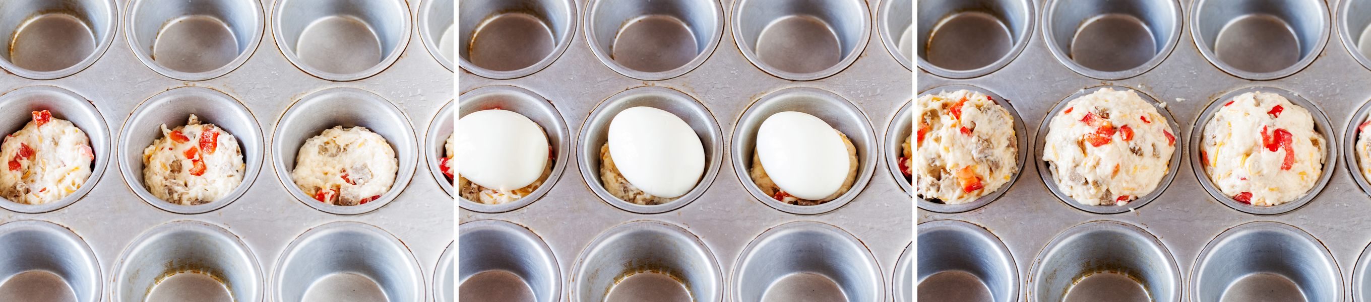 These Breakfast Sausage & Egg Muffins come with a surprise boiled egg inside and can be made ahead so you have breakfast at the ready for the entire week!