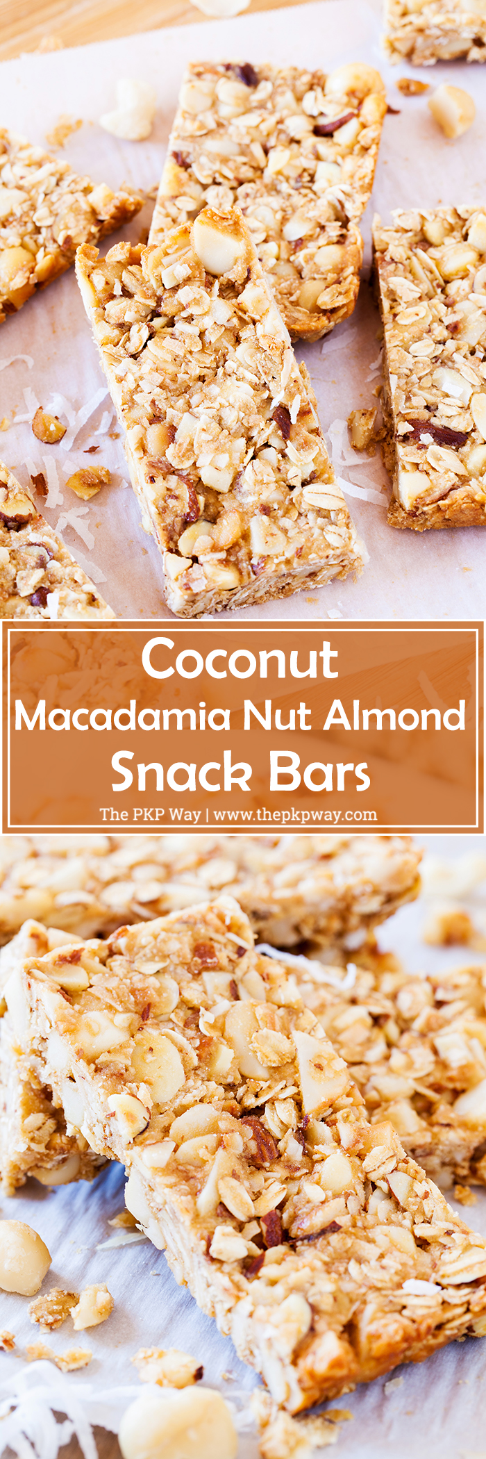 These Coconut Macadamia Nut Almond Snack Bars are perfect for an after school snack and will fill your mouth with warm, tropical flavors.