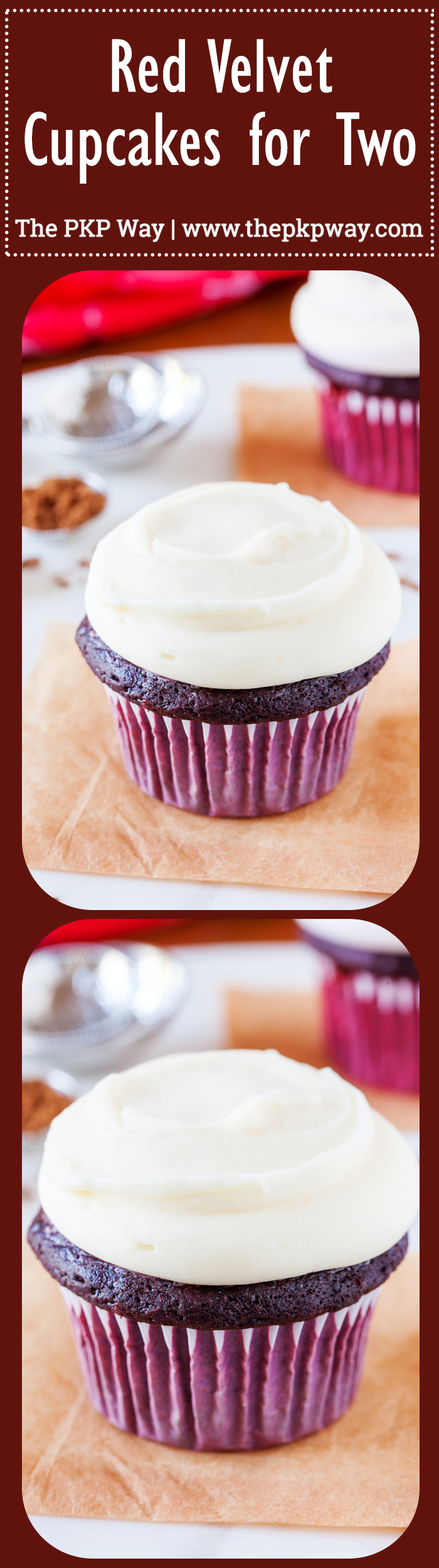 These chocolatey and soft Red Velvet Cupcakes for Two are perfect for you and your bestie. With a dollop of creamy and tangy Cream Cheese Frosting, you’ll be friends for life!