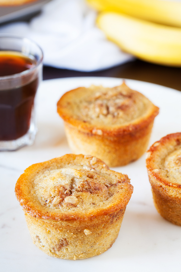 Stuffed inside these moist, tender, and soft Banana Coffee Cake Muffins are TWO bananas for a HUGE punch of banana flavor. 