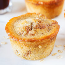 Stuffed inside these moist, tender, and soft Banana Coffee Cake Muffins are TWO bananas for a HUGE punch of banana flavor.