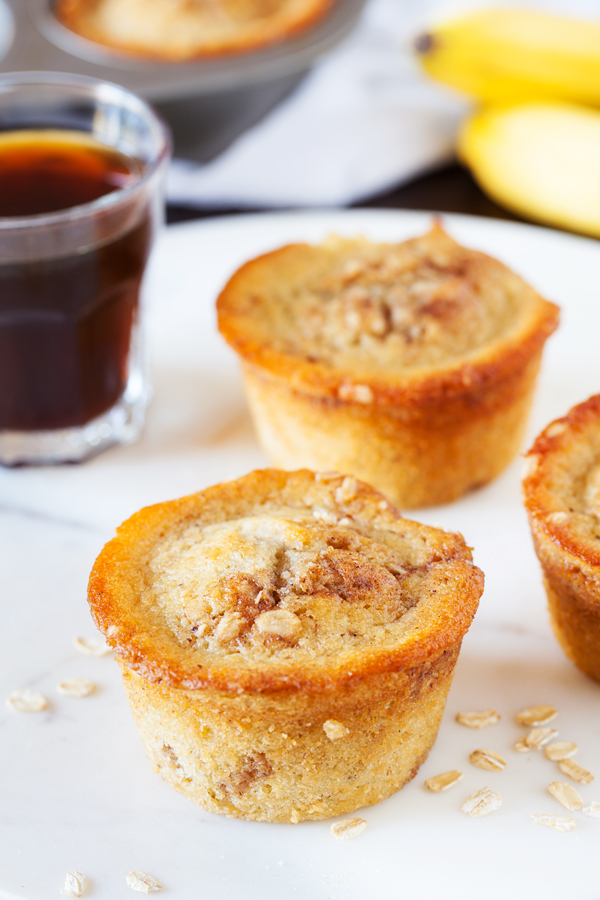 Stuffed inside these moist, tender, and soft Banana Coffee Cake Muffins are TWO bananas for a HUGE punch of banana flavor. 