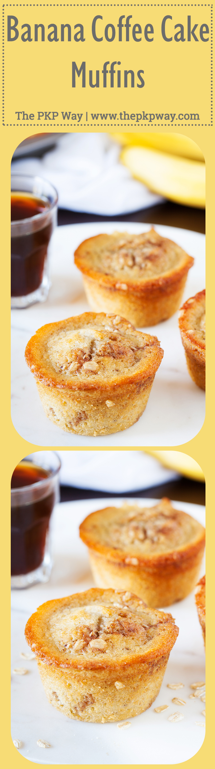Stuffed inside these moist, tender, and soft Banana Coffee Cake Muffins are TWO bananas for a HUGE punch of banana flavor. 