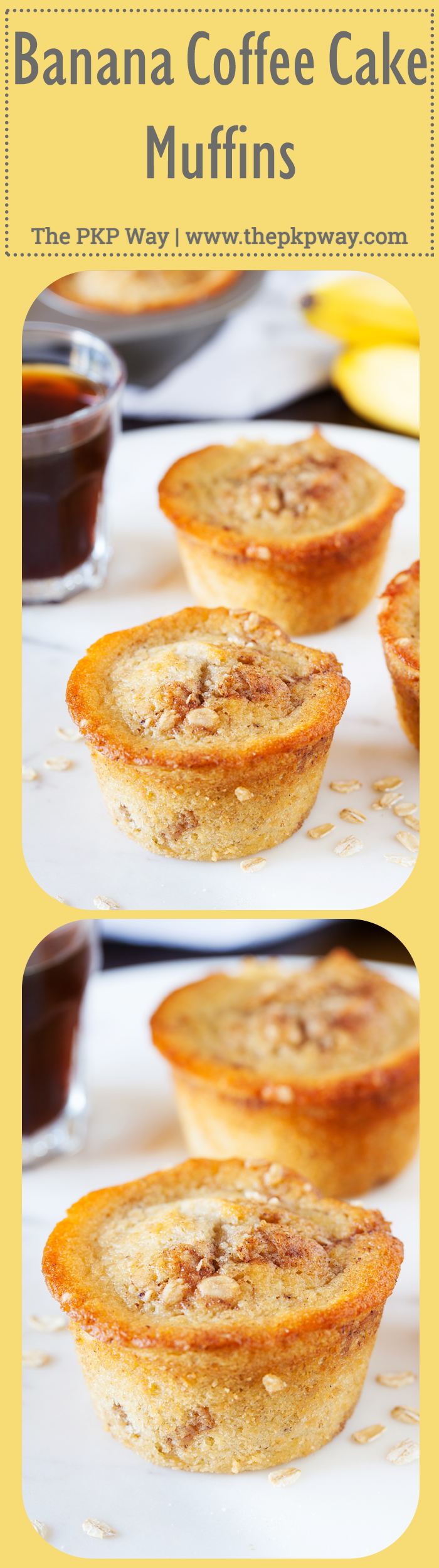 Stuffed inside these moist, tender, and soft Banana Coffee Cake Muffins are TWO bananas for a HUGE punch of banana flavor. 