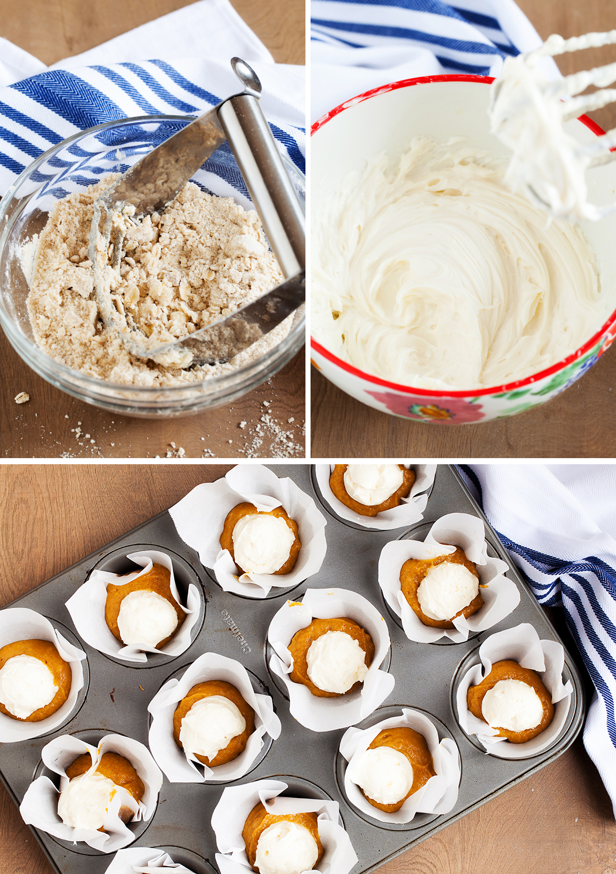 The perfect recipe to kick-off pumpkin season and fall, these Inside-Out Pumpkin Muffins feature a sweet and tangy cream cheese frosting stuffed inside a pumpkin spice muffin and topped with a crunchy streusel topping!