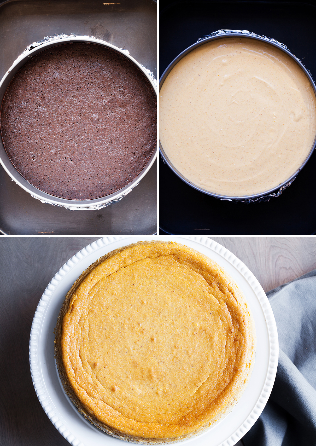 A gingersnap cookie crust, a layer of chocolate cake, and creamy pumpkin cheesecake make this the Ultimate Pumpkin Cheesecake.