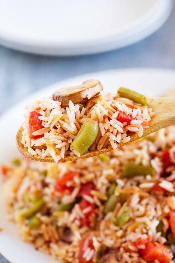 Taking its cue from the traditional green bean casserole, this Green Bean Rice Pilaf is the lightened-up, made over version and adds a festive touch to any Friendsgiving table.