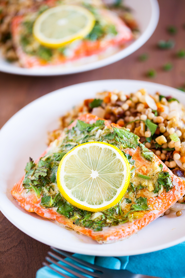 Baked Lemon and Herb Salmon - Juicy and delicious and ready in less than 20 minutes!