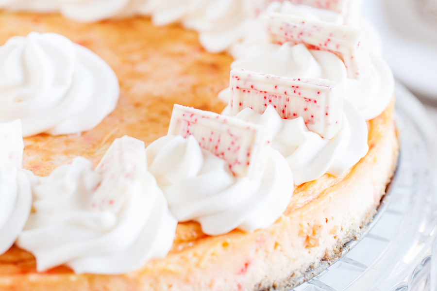 This celebratory Peppermint Cheesecake will make a festive addition to any New Year Party dessert table.