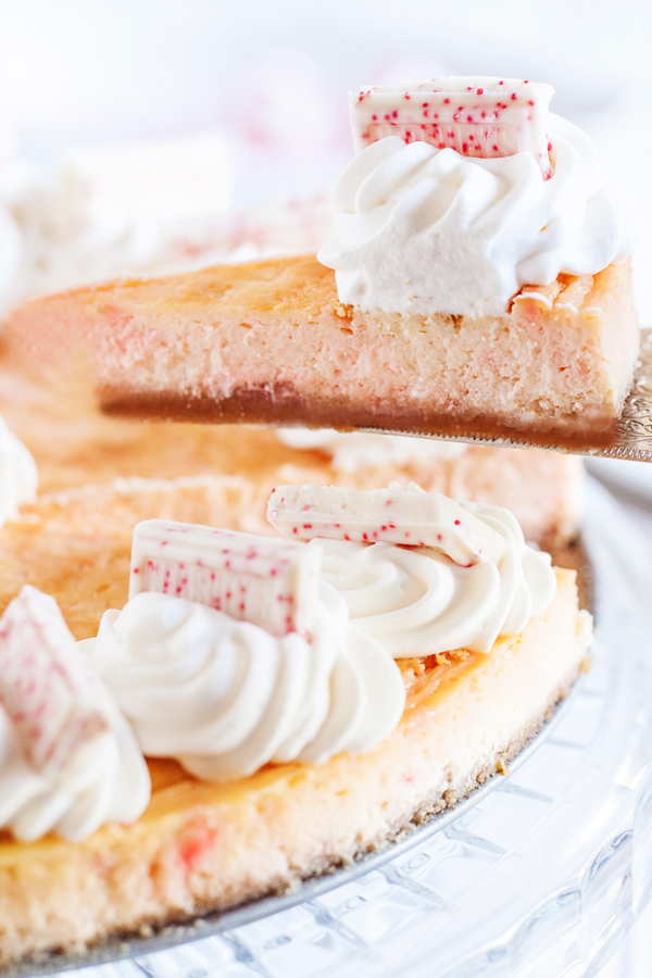 This celebratory Peppermint Cheesecake will make a festive addition to any New Year Party dessert table.