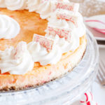 This celebratory Peppermint Cheesecake will make a festive dessert on any New Year Party dessert table.