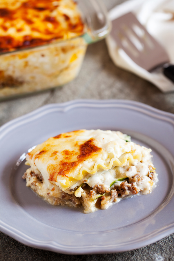 With layers and layers of flavor, this Roasted Garlic White Lasagna with Zucchini and Italian Sausage will have everyone asking for seconds.