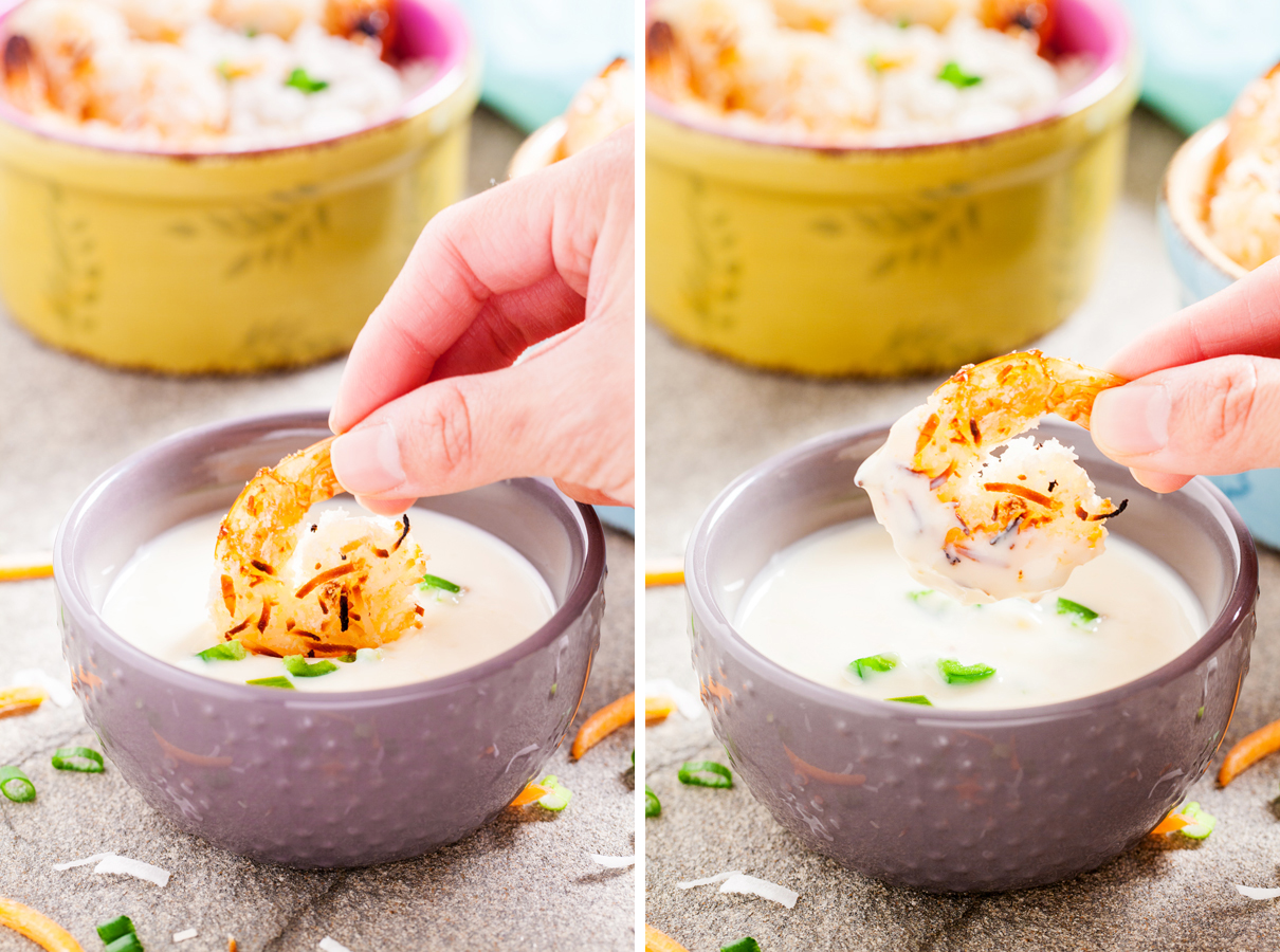 Try these Coconut Shrimp Rice Bowls with Spicy Peach and Mango Dipping Sauce for a scrumptious, satisfying, and dairy-free dinner.