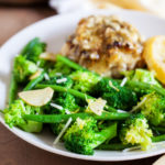 Perfectly crisped, tender, and flavorful Garlic Lemon Broccoli and Green Beans.