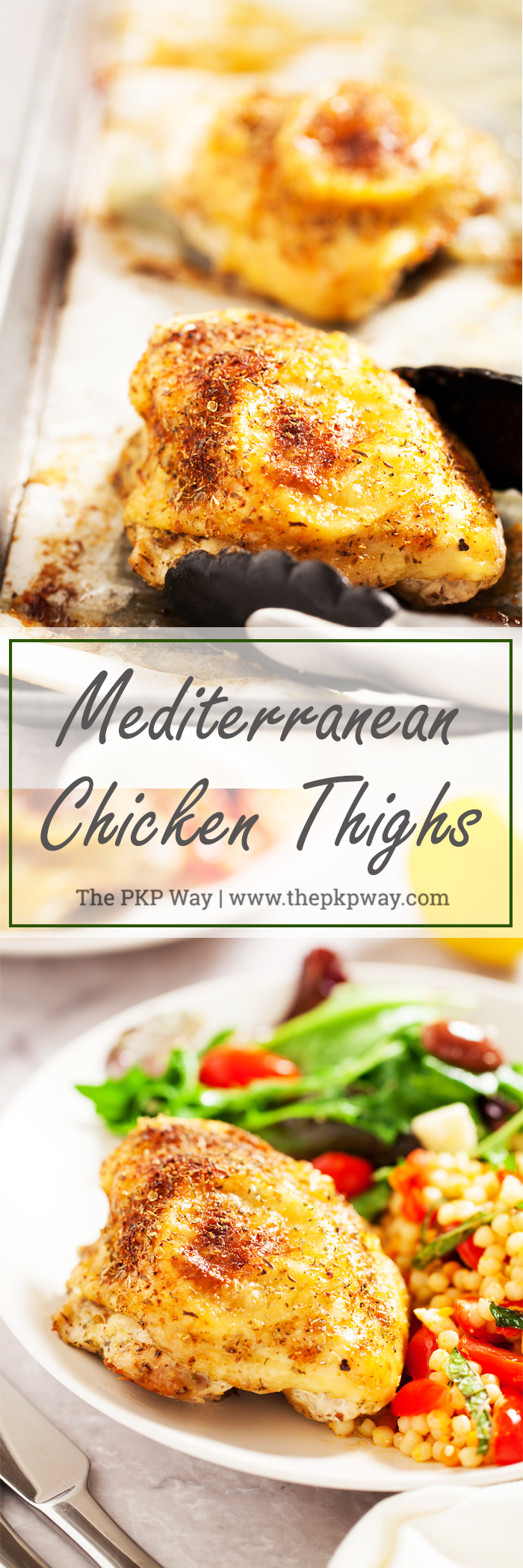 These flavorful Mediterranean Chicken Thighs make an easy weeknight meal and can be prepared in advance!