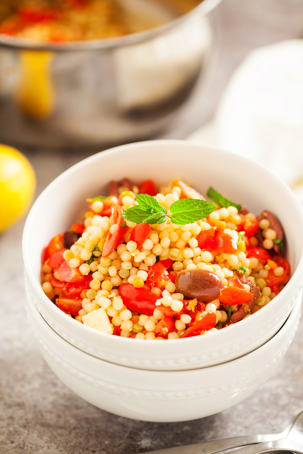 This Mediterranean Israeli Couscous is perfect as an accompaniment to any Mediterranean-inspired meal or on its own in a giant bowl!