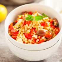 This Mediterranean Israeli Couscous is perfect as an accompaniment to any Mediterranean-inspired meal or on its own in a giant bowl!