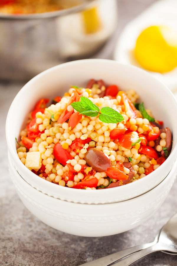 This Mediterranean Israeli Couscous is perfect as an accompaniment to any Mediterranean-inspired meal or on its own in a giant bowl!