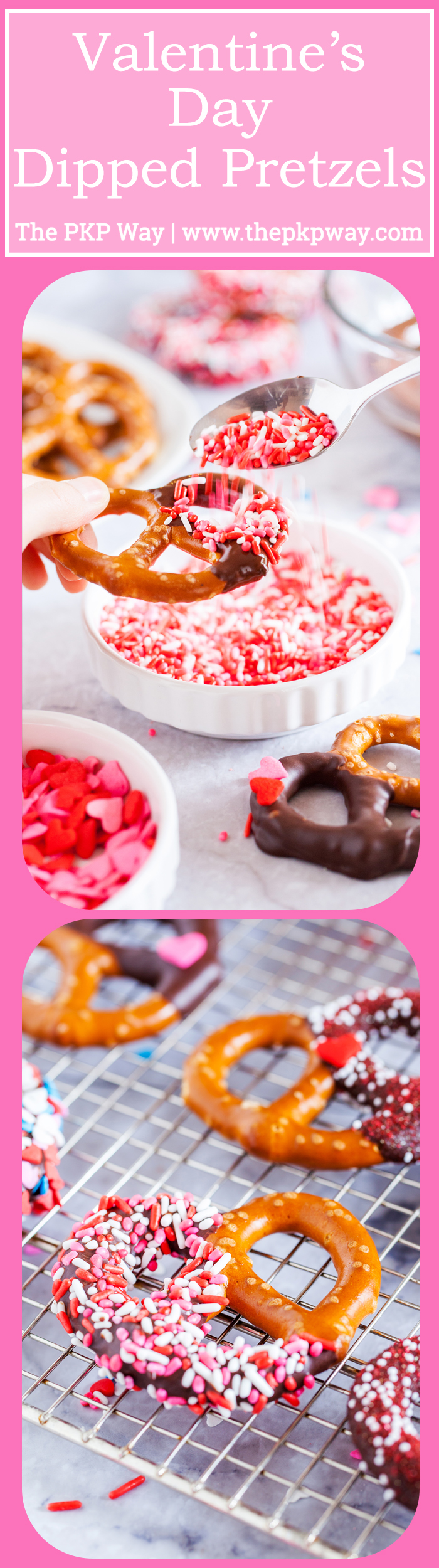 Fun, festive, and easy, these Valentine’s Day Dipped Pretzels will make everyone feel special!