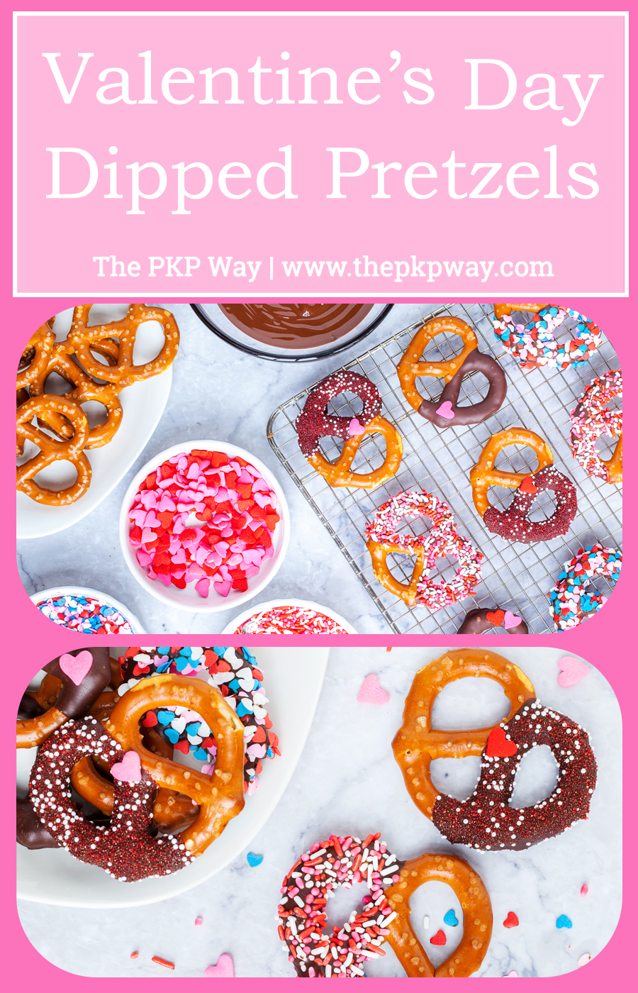 Fun, festive, and easy, these Valentine’s Day Dipped Pretzels will make everyone feel special!