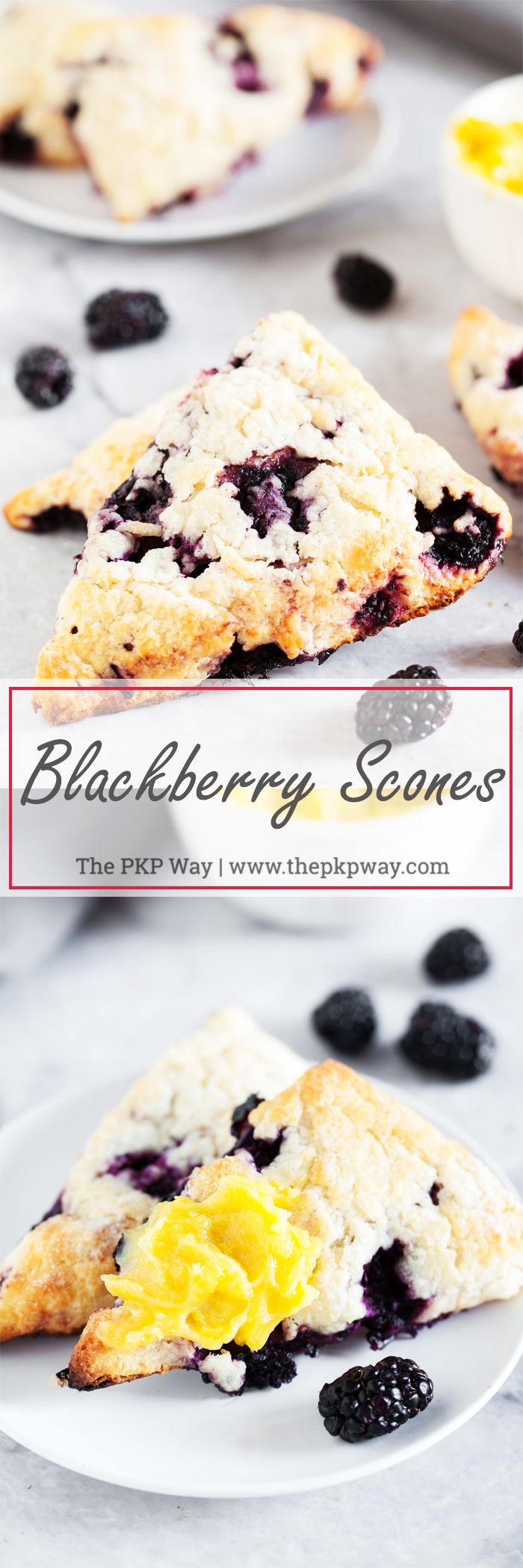 Flaky, buttery, berry-licious Blackberry Scones are packed with juicy blackberries and make the perfect snack or on-the-go breakfast.