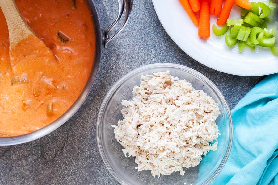 Buffalo Chicken Biscuit Pot Pie – All the deliciousness of chicken pot pie, buffalo wings, and a flaky crust, but with the ease of a casserole.