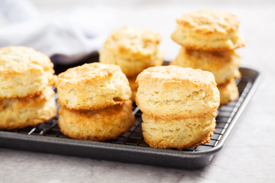 Two ways to make fluffy Buttermilk Biscuits using 7 simple ingredients.