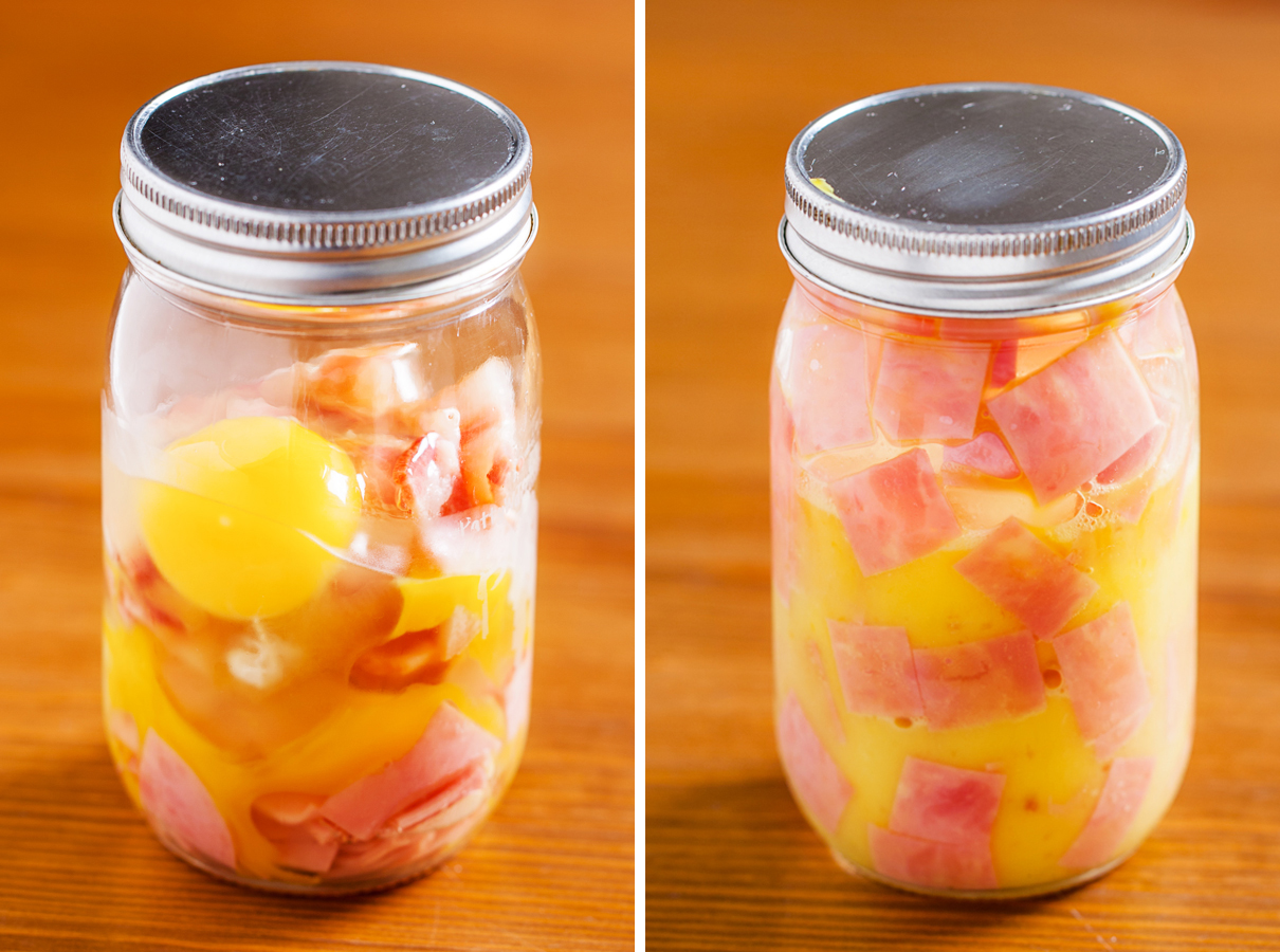 For a warm breakfast any day of the week, customize your own quick and easy Mason Jar Omelet. 