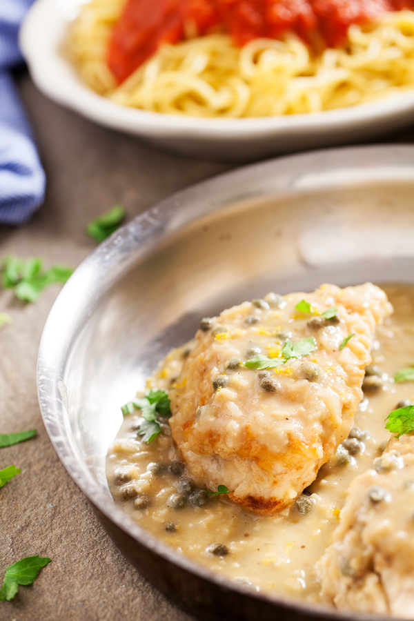 For Valentine’s Day or other special occasion, Restaurant-Style Chicken Piccata and Spaghetti is the perfect meal for a great night in.