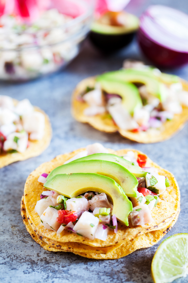 Transport yourself to Mexico with delicious and refreshing Ceviche Tostadas.