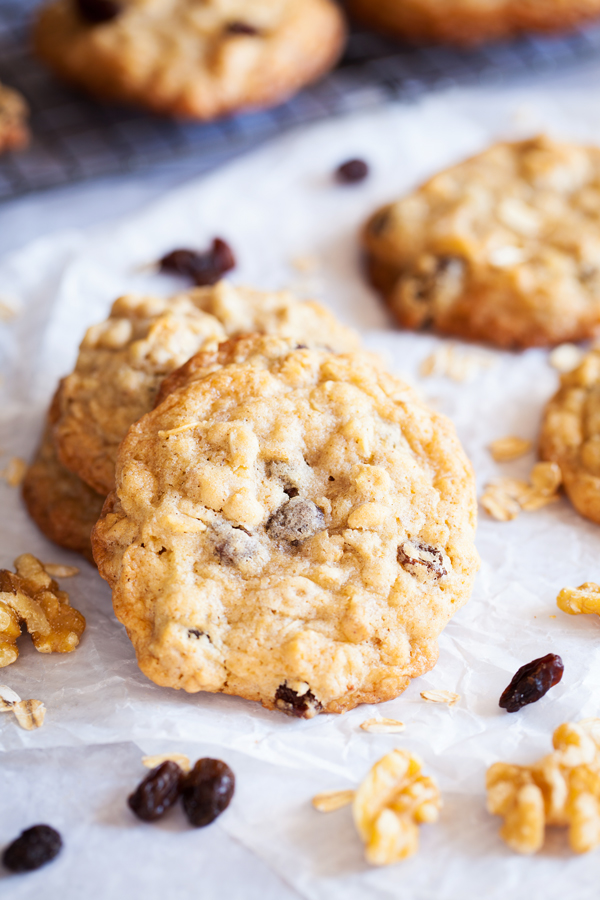 Completely addicting Chewy Oatmeal, Raisin & Walnut Cookies will be a hit at your next potluck, picnic, or party.