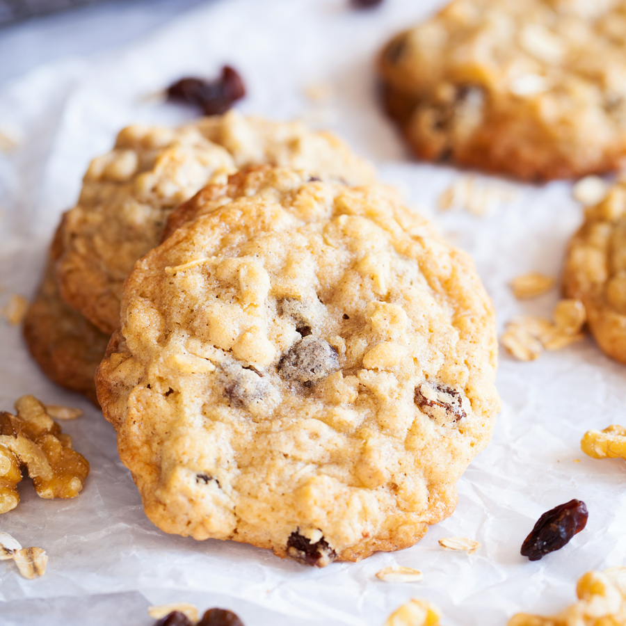 Completely addicting Chewy Oatmeal, Raisin & Walnut Cookies will be a hit at your next potluck, picnic, or party.