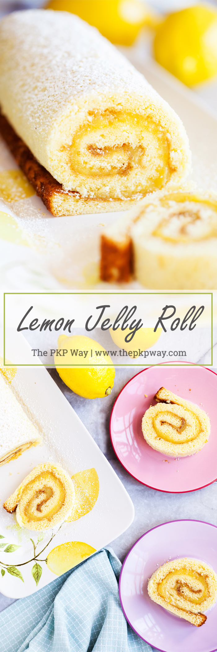 Soft and tender cake filled with lemon curd and rolled into a log makes this Lemon Jelly Roll a beautiful and impressive dessert for your guests this Easter and summer.