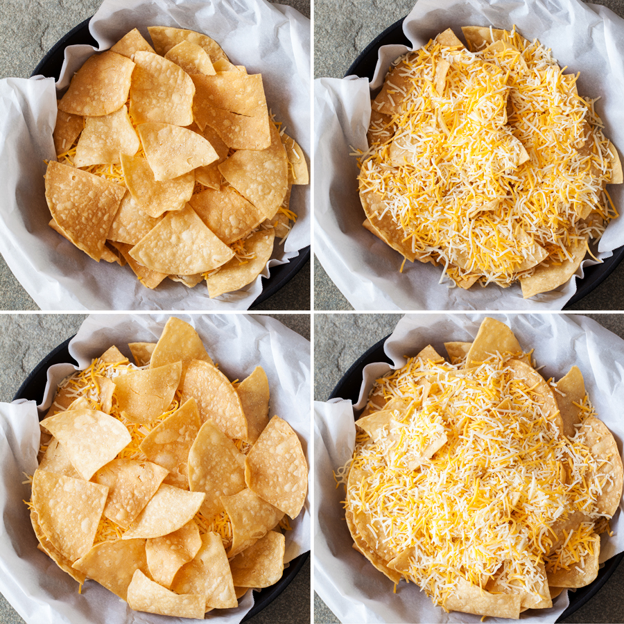 These Better than Restaurants Skillet Nachos gives you cheese in every bite and is topped with plenty of toppings.