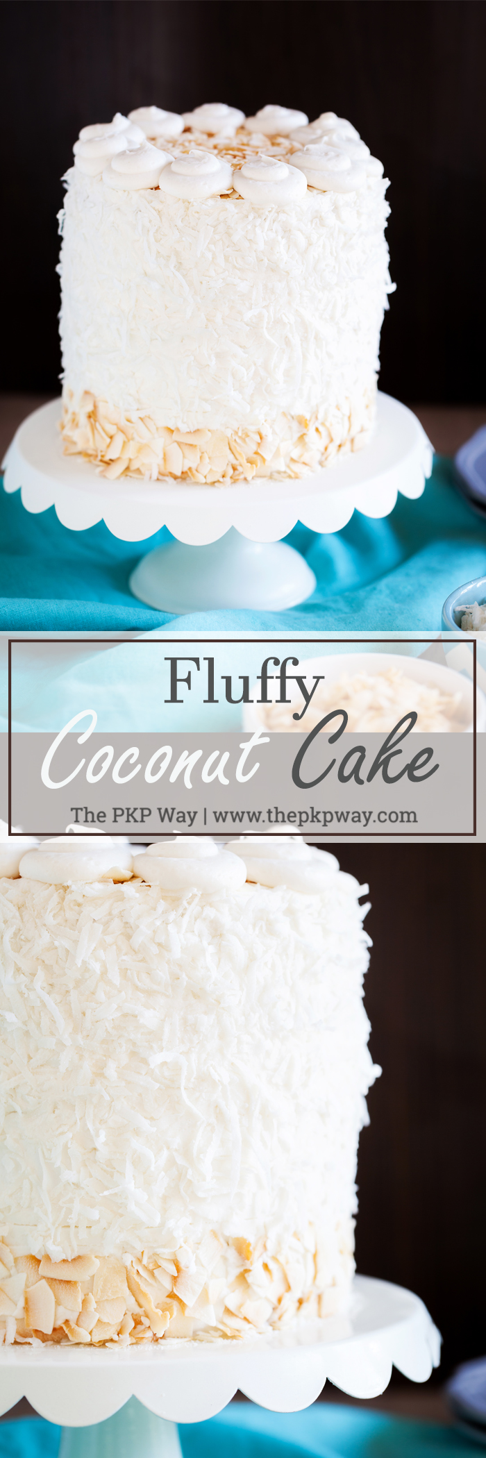 Moist and fluffy coconut cake is studded with shredded coconut, filled and covered with a luscious coconut frosting made from coconut milk, and adorned with BOTH toasted coconut and sweetened coconut.