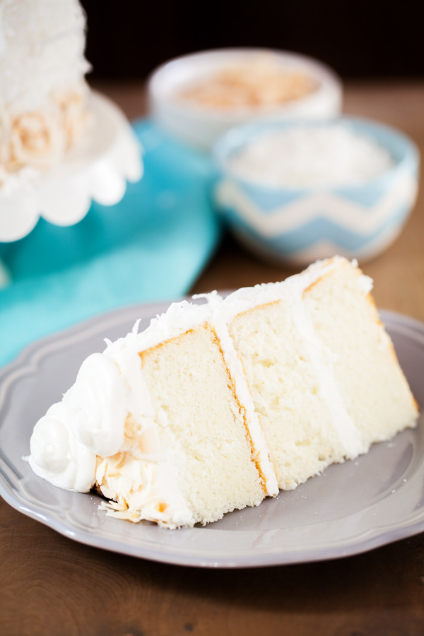 Moist and fluffy coconut cake is studded with shredded coconut, filled and covered with a luscious coconut frosting made from coconut milk, and adorned with BOTH toasted coconut and sweetened coconut.