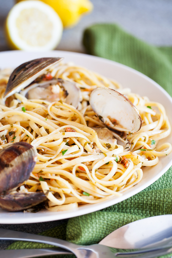 Your go-to Linguine and Clams recipe, made using fresh lemon juice, white wine, and fresh clams.