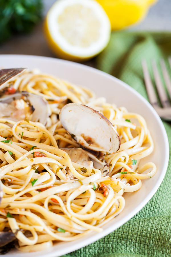 Your go-to Linguine and Clams recipe, made using fresh lemon juice, white wine, and fresh clams.