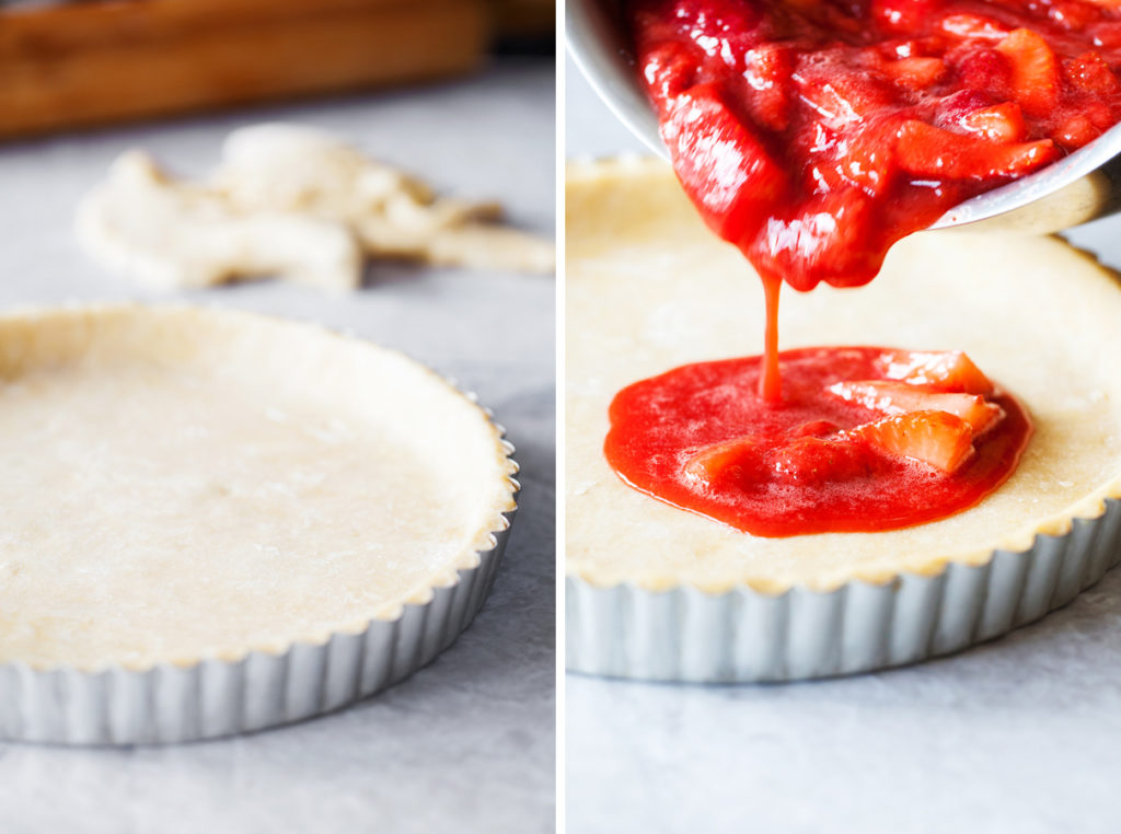 Bursting with strawberry flavor, this Strawberry Tart is loaded with fresh strawberries floating atop a melt-in-your-mouth pate sucrée crust.