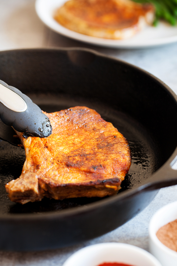 Three Ingredients Pork Chops are tender, juicy and ready in under 10 minutes!