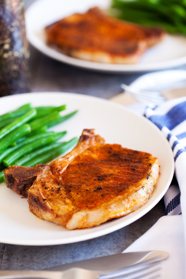 Three Ingredients Pork Chops are tender, juicy and ready in under 10 minutes!