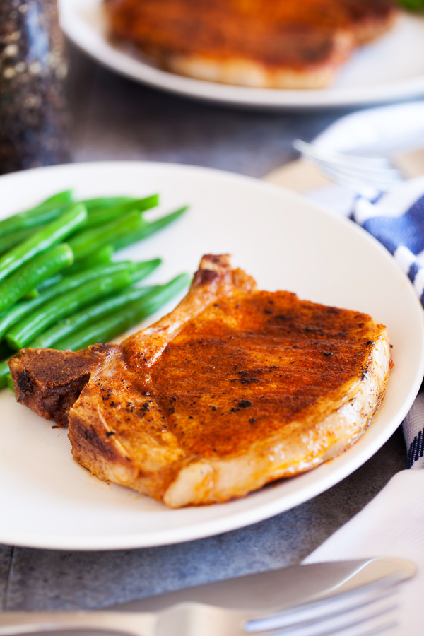 Three Ingredients Pork Chops are tender, juicy and ready in under 10 minutes!