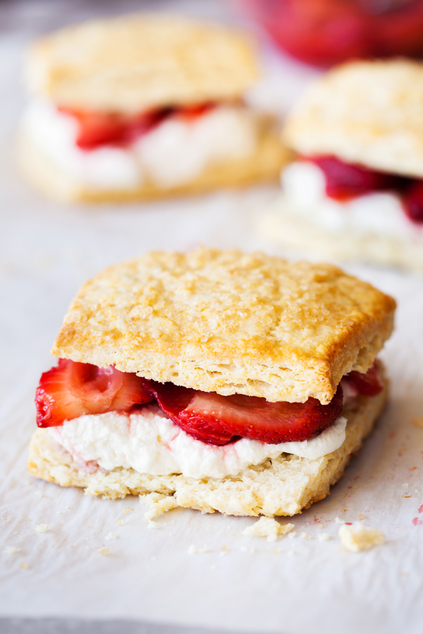 This classic strawberry shortcake recipe combines tender and flaky shortcakes with fluffy whipped cream and juicy strawberries.