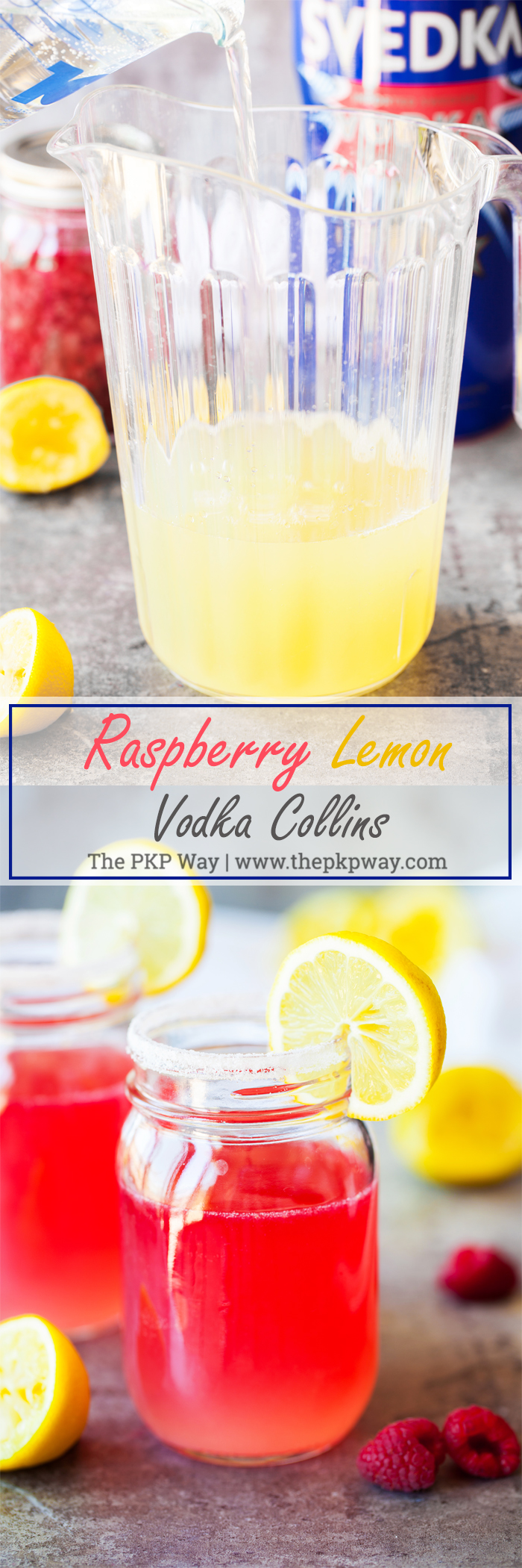 A twist on the traditional Tom Collins, this Raspberry Lemon Vodka Collins is bright, refreshing, and the perfect summer drink.