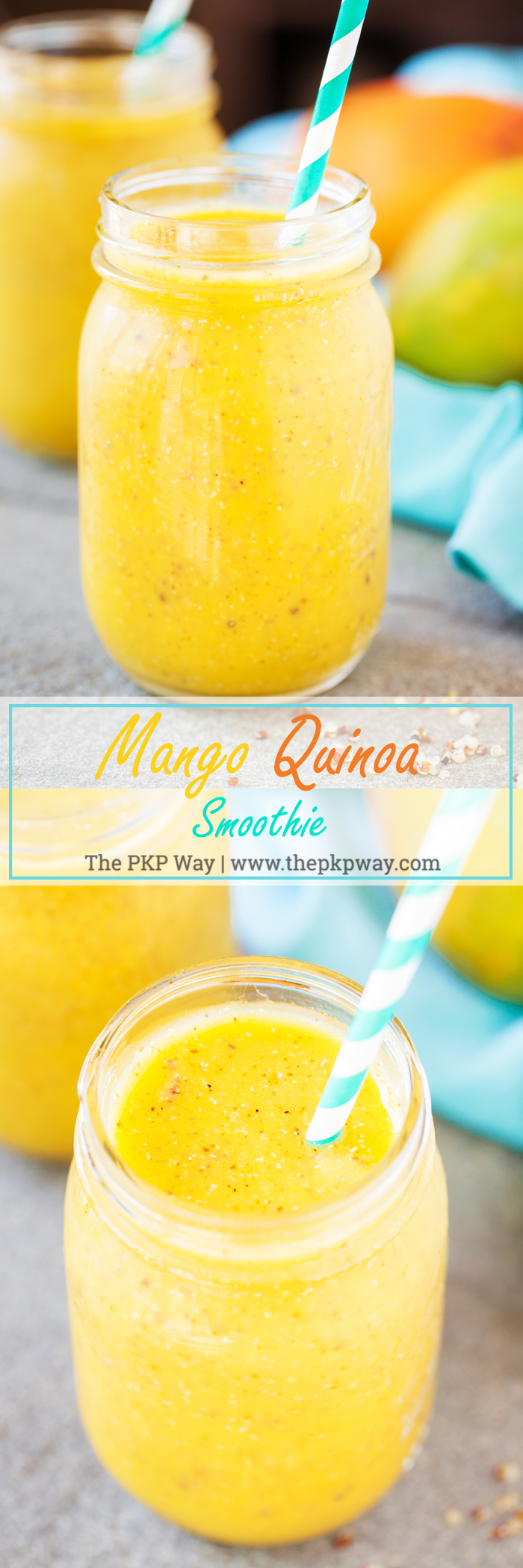 A recipe for all mango lovers, Mango Quinoa Smoothie has a boost of protein and fiber, and is the best way to use your mango haul this summer.