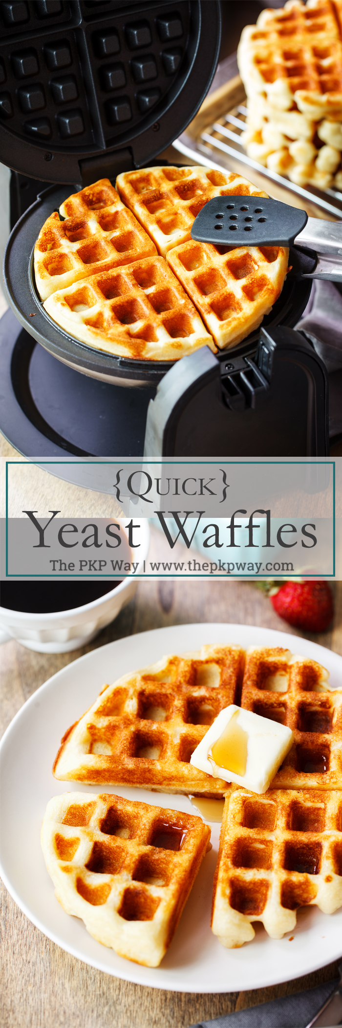 Ready in 90 minutes and your new go-to recipe, these Quick Yeast Waffles are crispy, airy, tender, tangy, and have just a hint of sweetness.