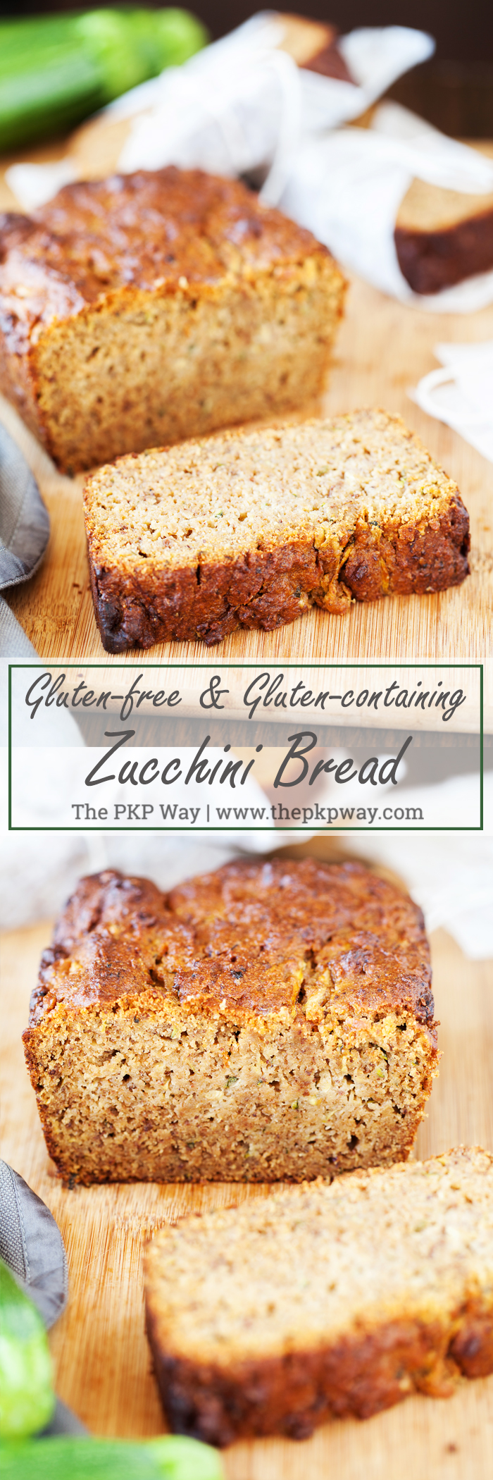 Moist, easy, and delicious Zucchini Bread suitable for both gluten-tolerant and gluten-free diets.