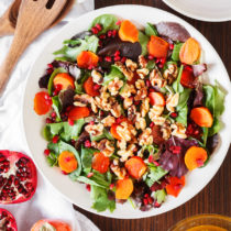 A colorful and tart salad, this Persimmon and Pomegranate Salad uses seasonal ingredients to ring in the New Year in style.