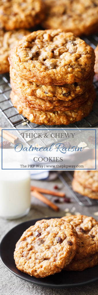 Thick, chewy, and loaded with oats and raisins, these Thick and Chewy Oatmeal Raisin Cookies will be on repeat in your cookie jar.