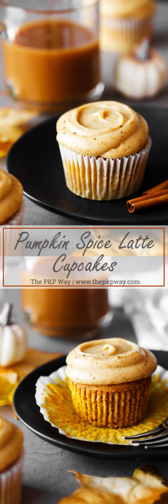 A moist pumpkin spice cupcake full of warm spices is topped with coffee cream cheese frosting to make these pumpkin spice latte cupcakes a wonderful complement to the sweater weather beverage.